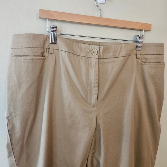 Talbot's Women's Perfect Skimmer Pants, Size 18W Khaki Stretch Cotton Crop - Picture 2 of 8